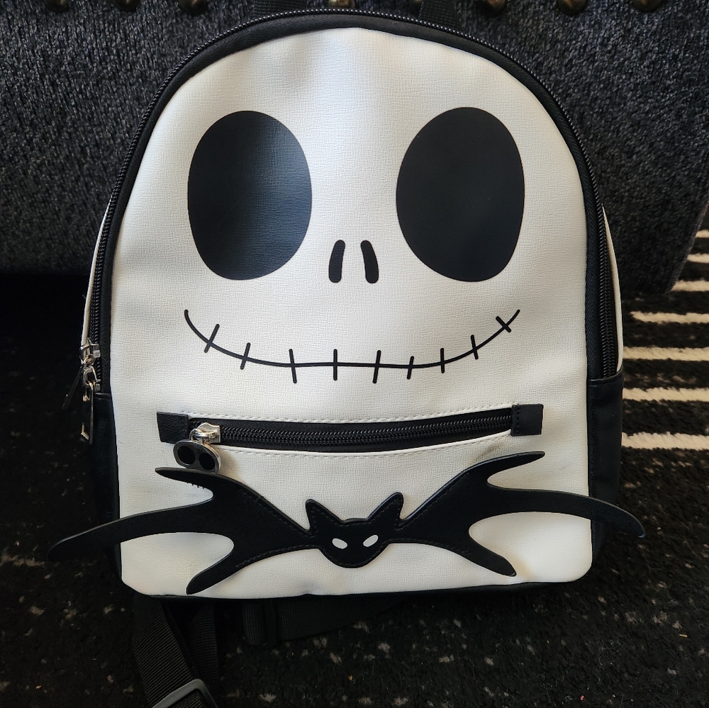 Black and White Jack Skellington Backpack Purse